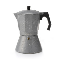 Гейзерная кофеварка Kamille 2519gr 600 мл на 12 порции из алюминия с индукционным дном серый мрамор