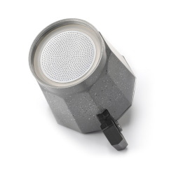 Гейзерная кофеварка Kamille 2519gr 600 мл на 12 порции из алюминия с индукционным дном серый мрамор. Фото 3